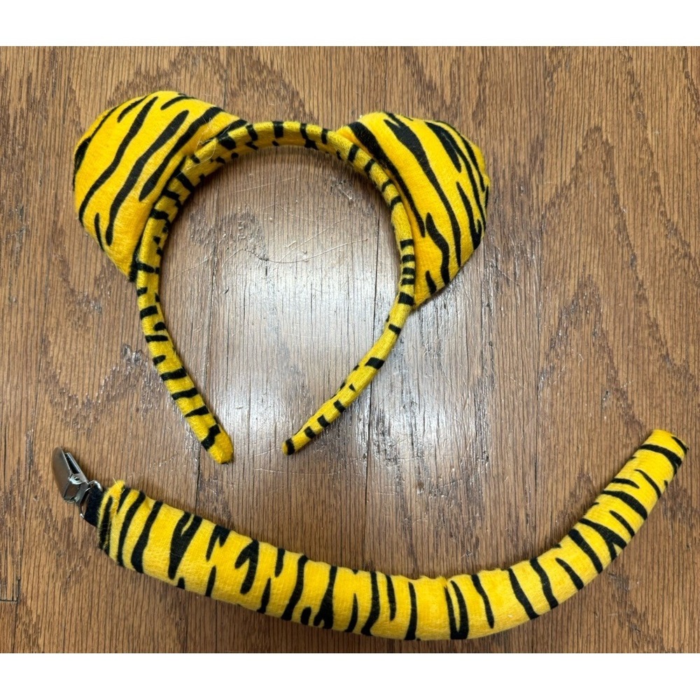 Tiger Ears & Clip-on Tail Set 2pc Costume Cosplay Safari Clemson LSU NEW!